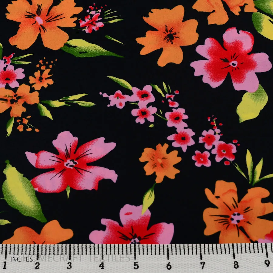Black Vibrant Floral Cotton Print