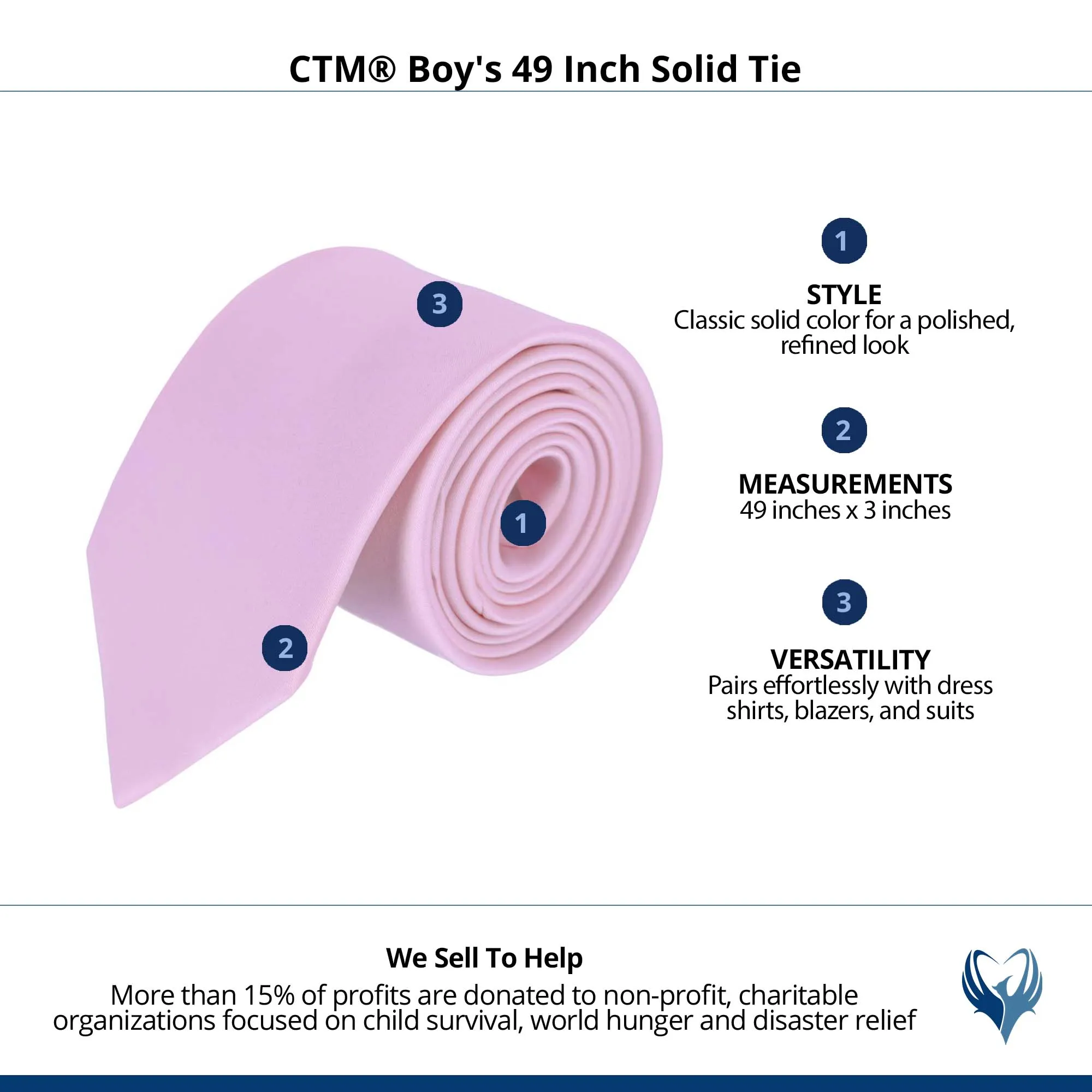 CTM® Boy's 49 Inch Solid Tie
