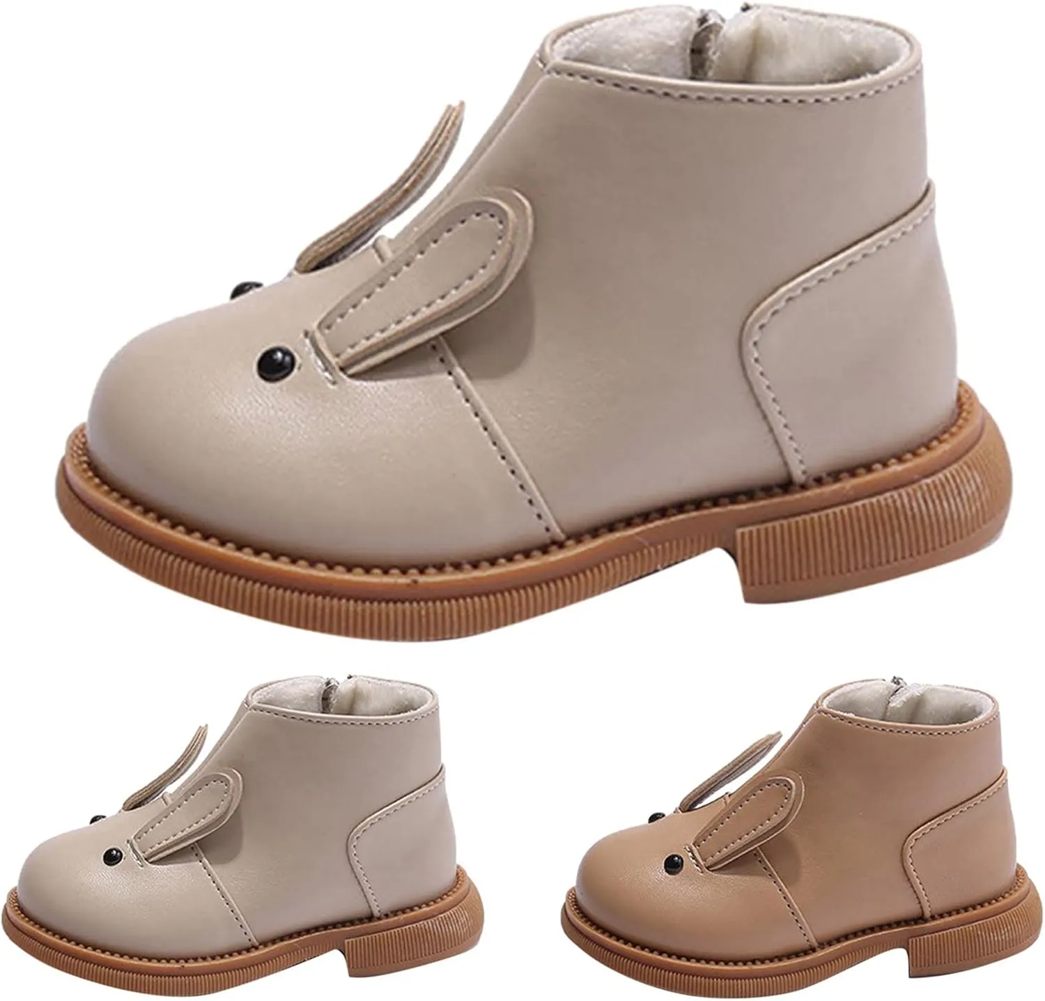 Fashion Winter Children Boots Children Ankle Boots Flat Bottom Non Slip Round Toe Solid New Years Outfit Toddler Girl (Khaki, 3-3.5 Years Toddler)