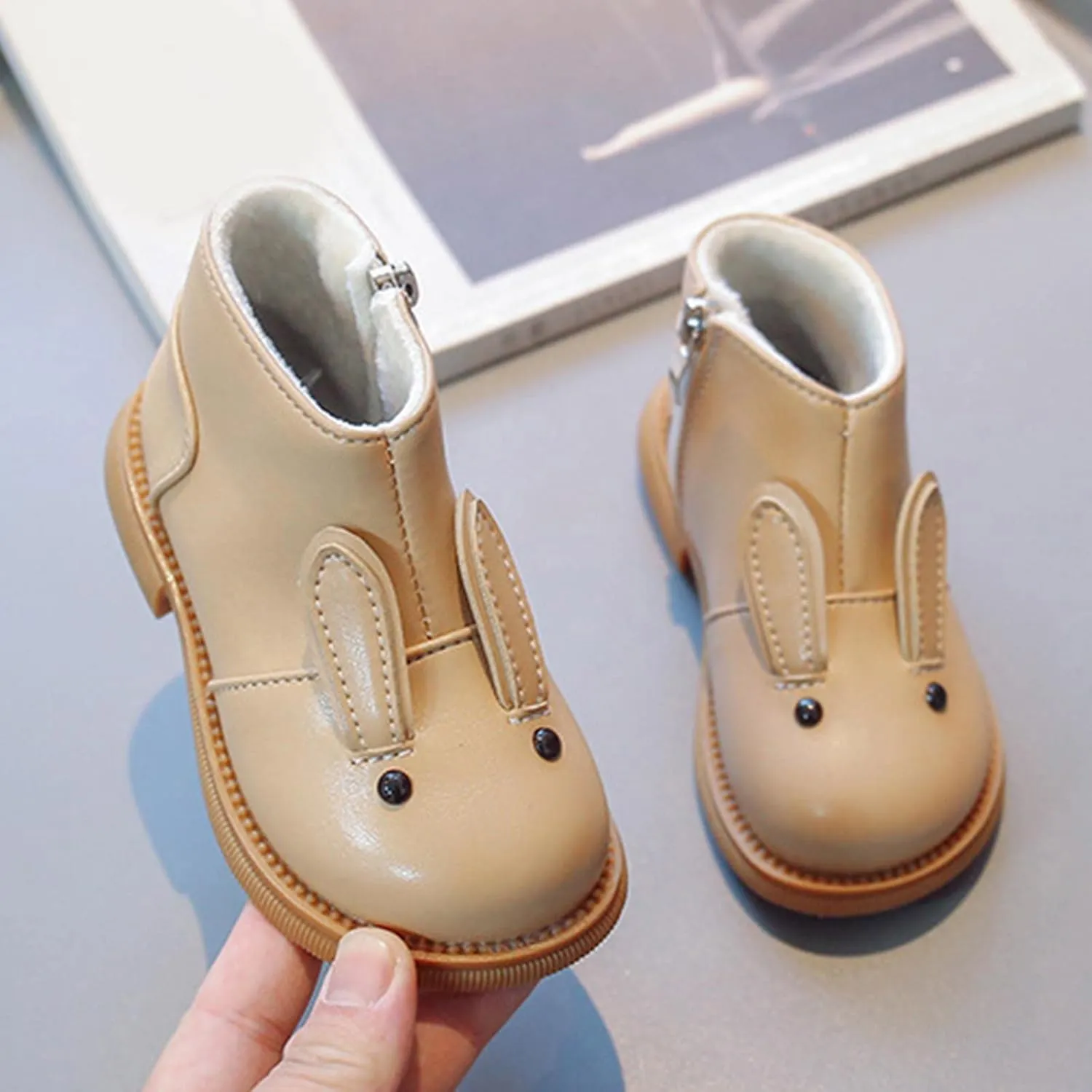 Fashion Winter Children Boots Children Ankle Boots Flat Bottom Non Slip Round Toe Solid New Years Outfit Toddler Girl (Khaki, 3-3.5 Years Toddler)