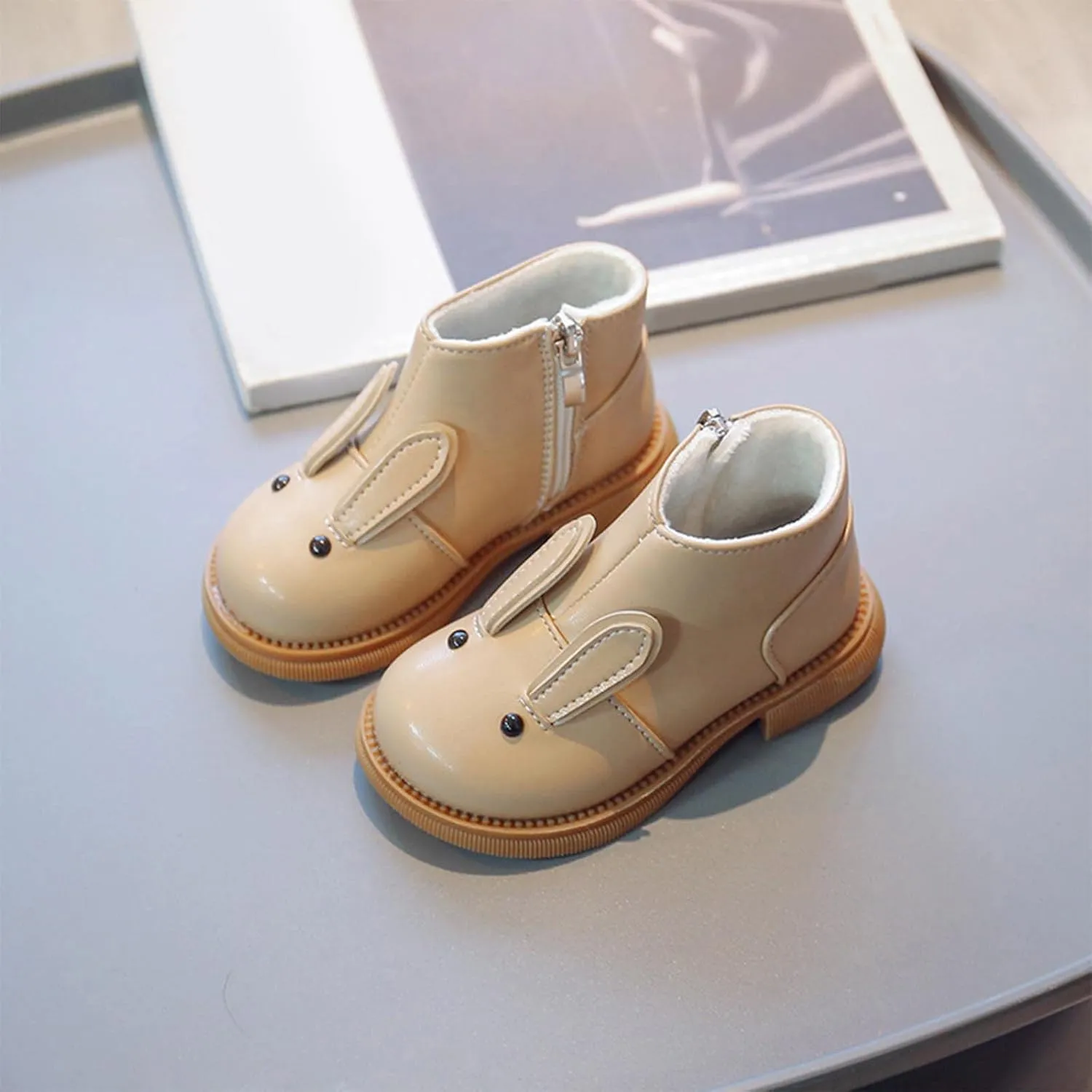 Fashion Winter Children Boots Children Ankle Boots Flat Bottom Non Slip Round Toe Solid New Years Outfit Toddler Girl (Khaki, 3-3.5 Years Toddler)