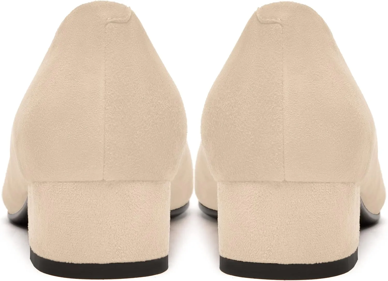 FEMSTEP Womens Suede Leather Formal Slip On Office Square Toe Chunky Low Heel Pumps Shoes 1.5 Inch