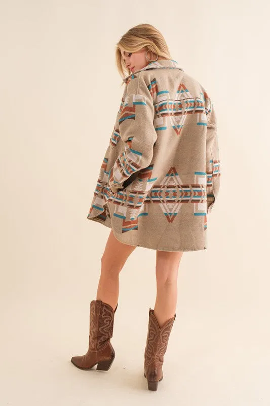 Geometric Print Shirt Jacket