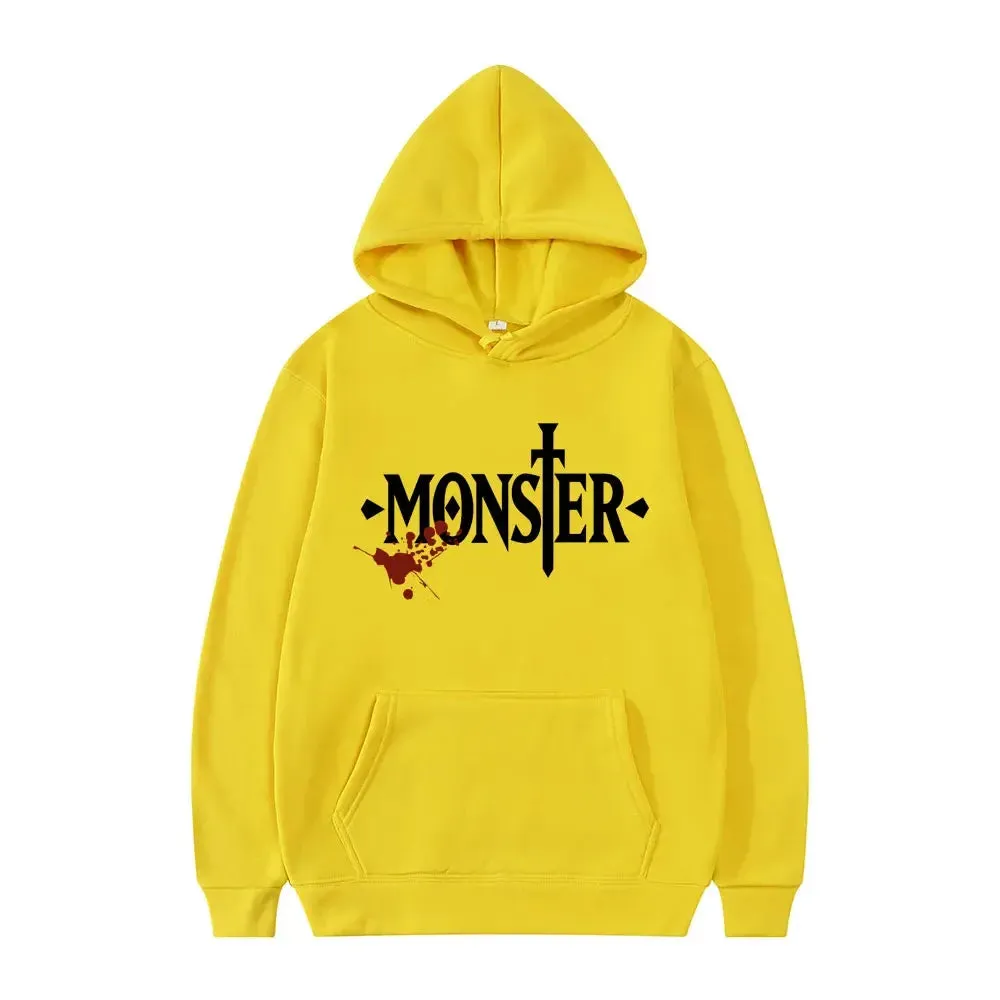 Japanese Anime Monster Logo Graphic Hoodie Harajuku Cool Style Long Sleeve Men Women Fashion Oversized Sweatshirt Hoodies Unisex
