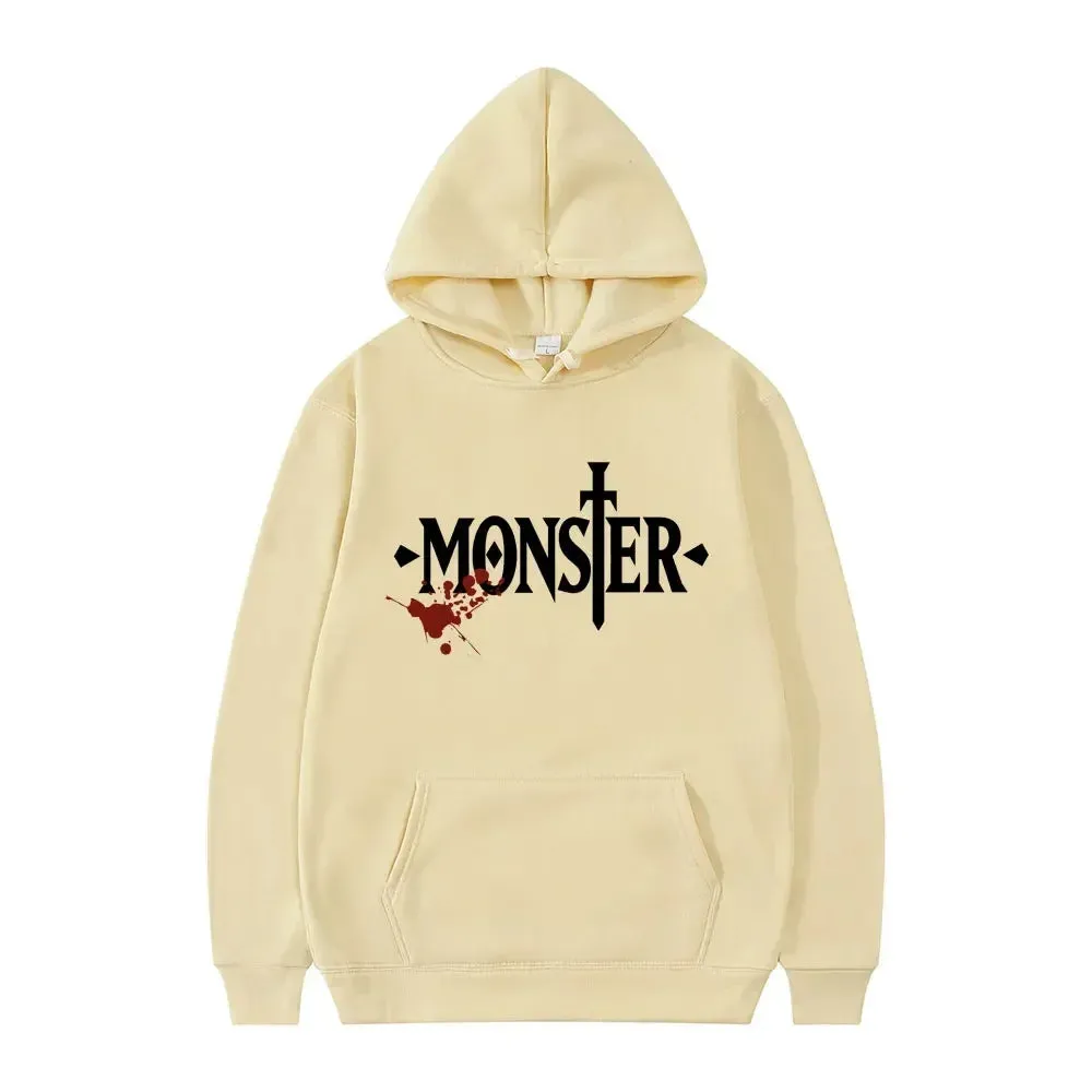 Japanese Anime Monster Logo Graphic Hoodie Harajuku Cool Style Long Sleeve Men Women Fashion Oversized Sweatshirt Hoodies Unisex