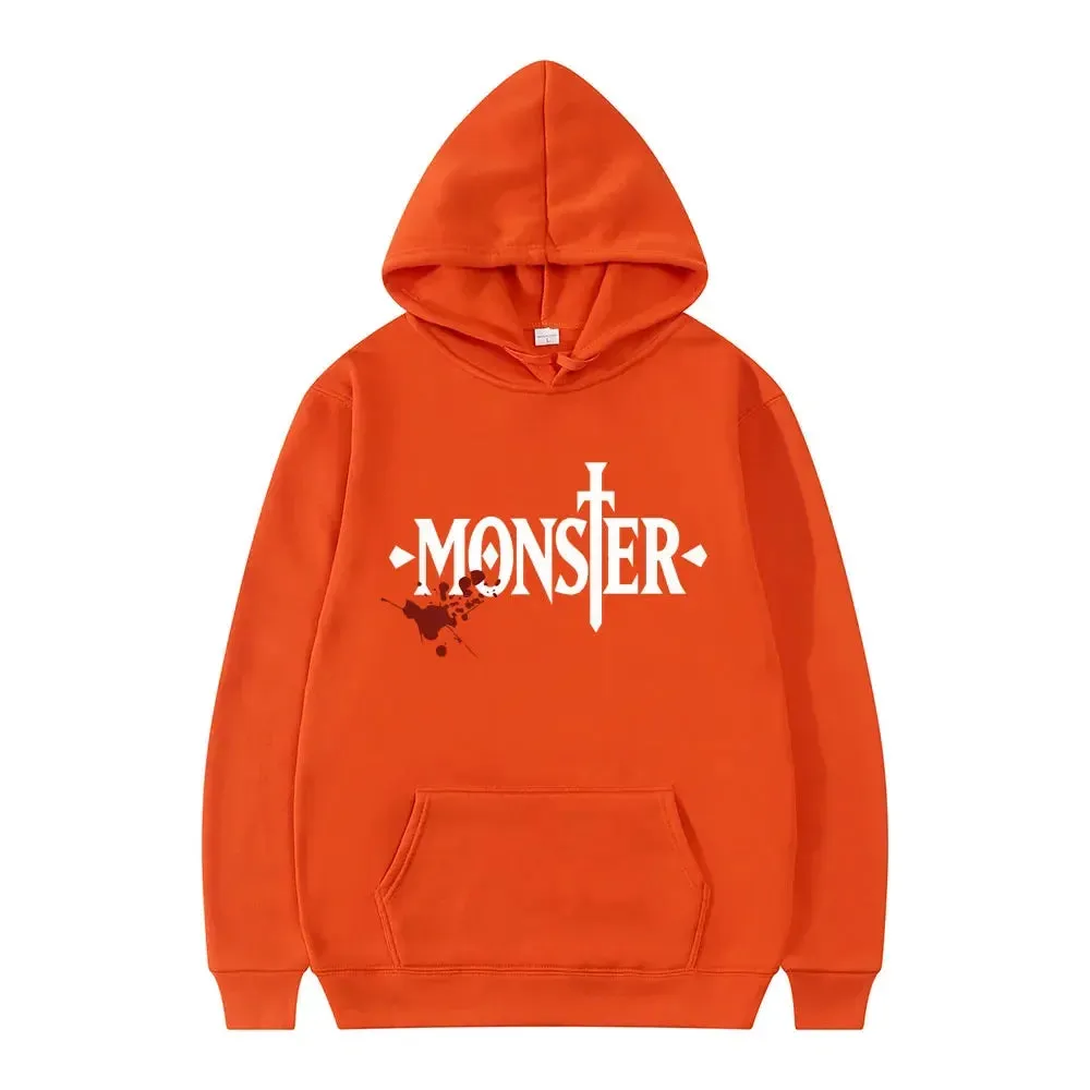 Japanese Anime Monster Logo Graphic Hoodie Harajuku Cool Style Long Sleeve Men Women Fashion Oversized Sweatshirt Hoodies Unisex