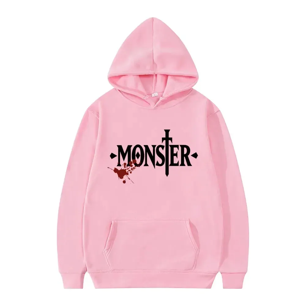 Japanese Anime Monster Logo Graphic Hoodie Harajuku Cool Style Long Sleeve Men Women Fashion Oversized Sweatshirt Hoodies Unisex