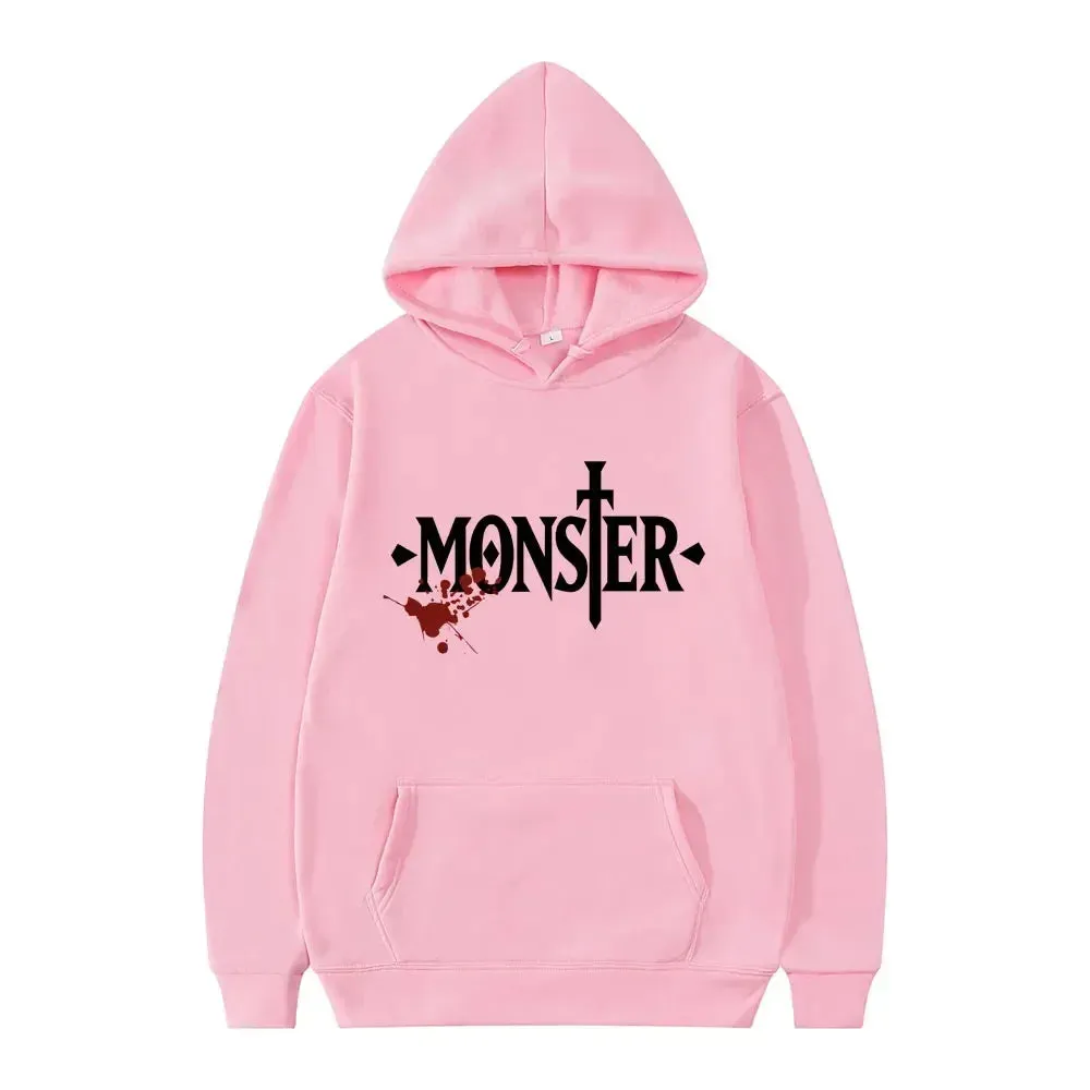 Japanese Anime Monster Logo Graphic Hoodie Harajuku Cool Style Long Sleeve Men Women Fashion Oversized Sweatshirt Hoodies Unisex