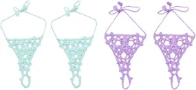 Jefferies Socks Girls Womens Beach Wedding Barefoot Sandals Crochet Cotton 2 Pair Pack