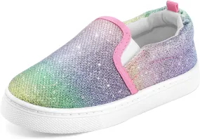K KomForme Toddler Girls Boys Shoes Little Kids Slip on Canvas Sneakers for Running/Walking