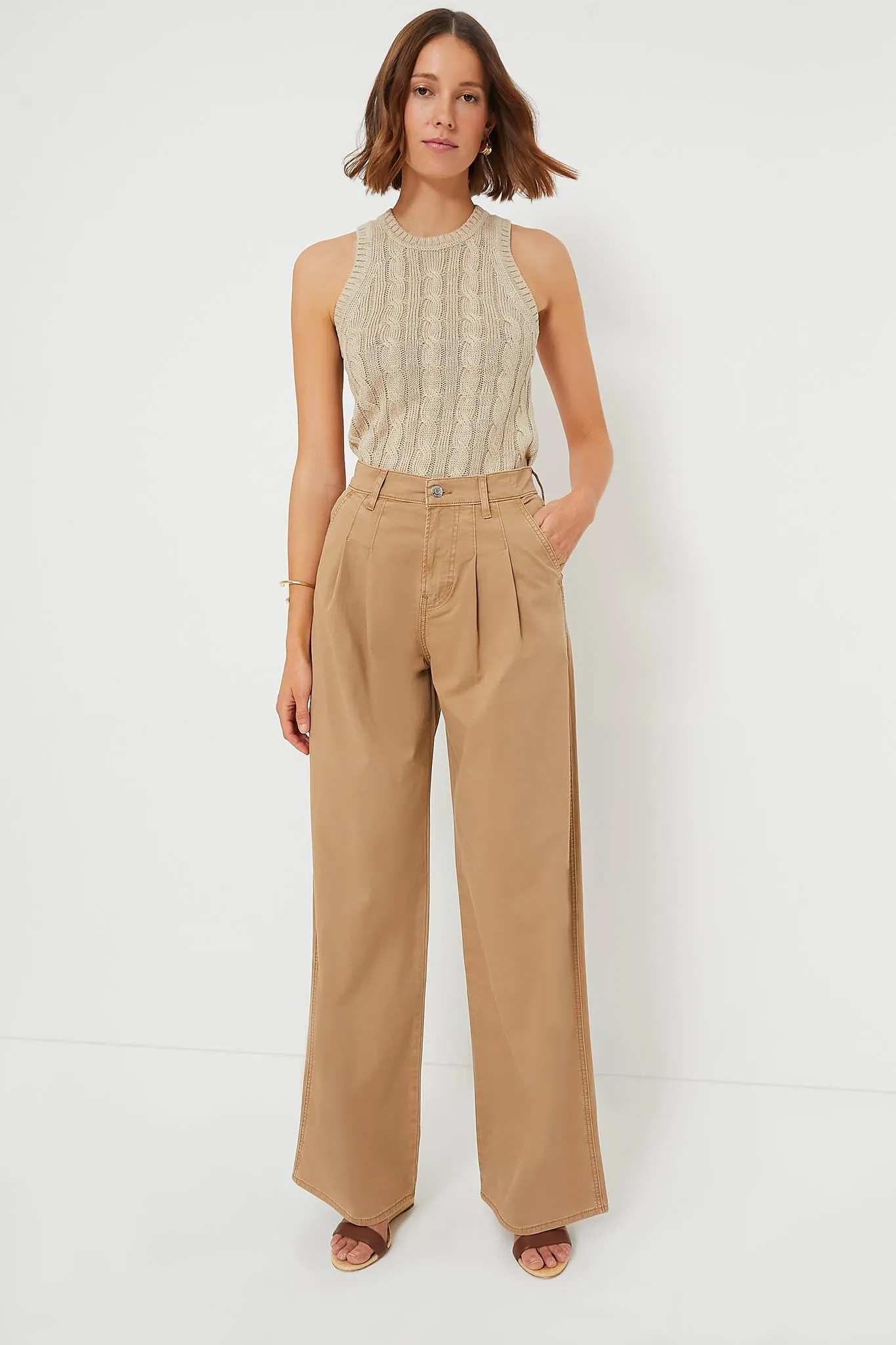 Khaki Mia Wide Leg Trouser