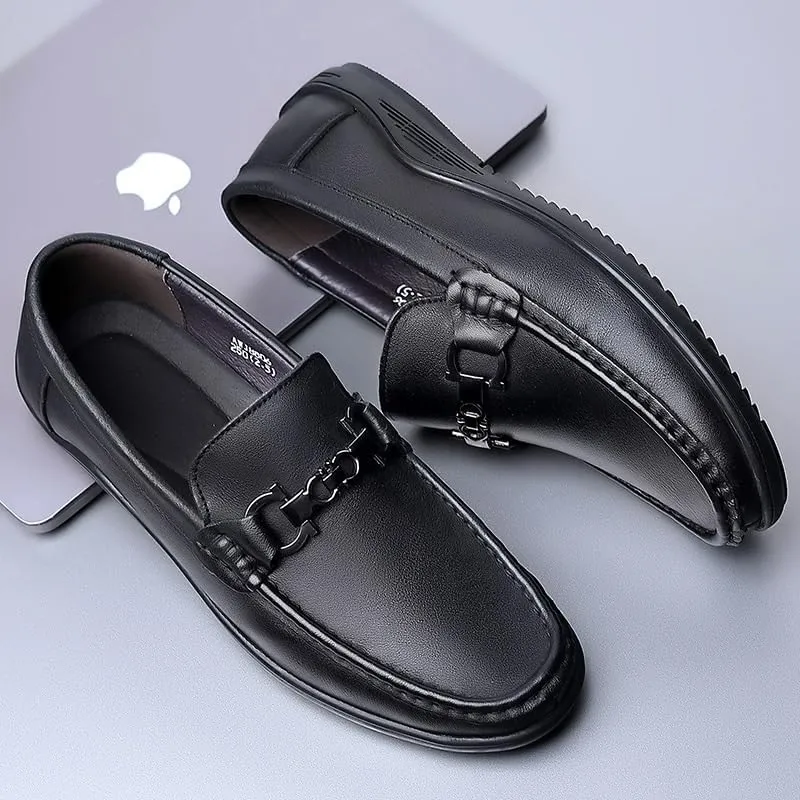 Men's Breathable Leather Wingtip Brogue Oxfords Lightweight All-Day Comfort Non-Slip Soft Sole Penny Business Loafers England Flats Breathable Sport Outdoor Footwear