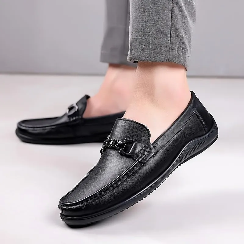 Men's Breathable Leather Wingtip Brogue Oxfords Lightweight All-Day Comfort Non-Slip Soft Sole Penny Business Loafers England Flats Breathable Sport Outdoor Footwear