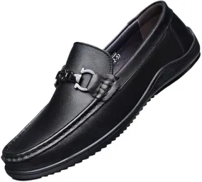 Men's Breathable Leather Wingtip Brogue Oxfords Lightweight All-Day Comfort Non-Slip Soft Sole Penny Business Loafers England Flats Breathable Sport Outdoor Footwear