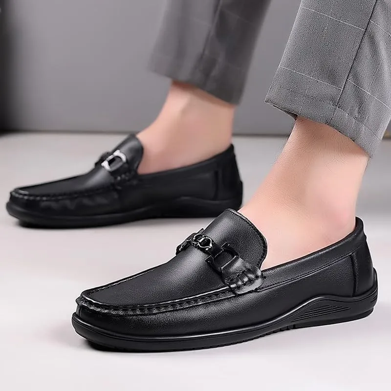Men's Breathable Leather Wingtip Brogue Oxfords Lightweight All-Day Comfort Non-Slip Soft Sole Penny Business Loafers England Flats Breathable Sport Outdoor Footwear