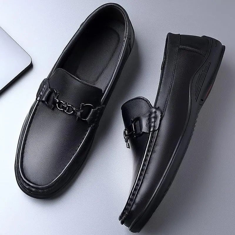 Men's Breathable Leather Wingtip Brogue Oxfords Lightweight All-Day Comfort Non-Slip Soft Sole Penny Business Loafers England Flats Breathable Sport Outdoor Footwear