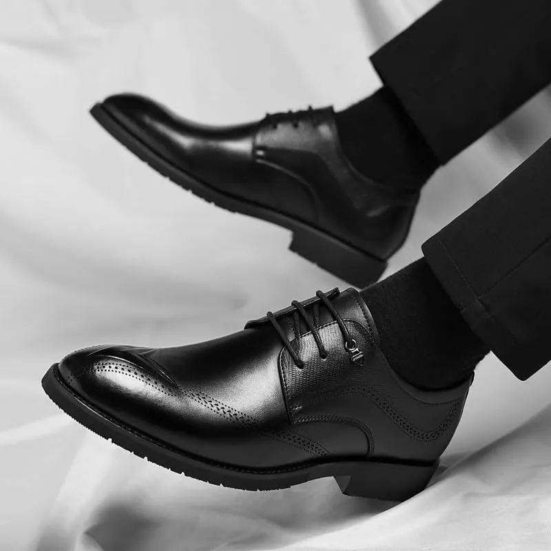 Men's Genuine Leather Low Oxford Shoes Men Business Casual Formal Loafers Slip On Dress Shoes