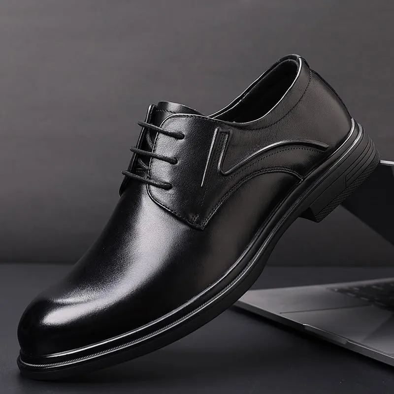 Men's Platform Dress Shoes, Fashion Leather Men Shoes Summer Breathable White Brogue Lace Up Solid Dress Shoes Business Casual Party Wedding Shoes Men