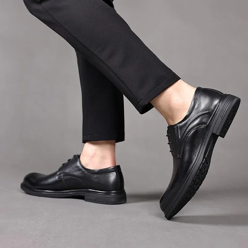 Men's Platform Dress Shoes, Fashion Leather Men Shoes Summer Breathable White Brogue Lace Up Solid Dress Shoes Business Casual Party Wedding Shoes Men