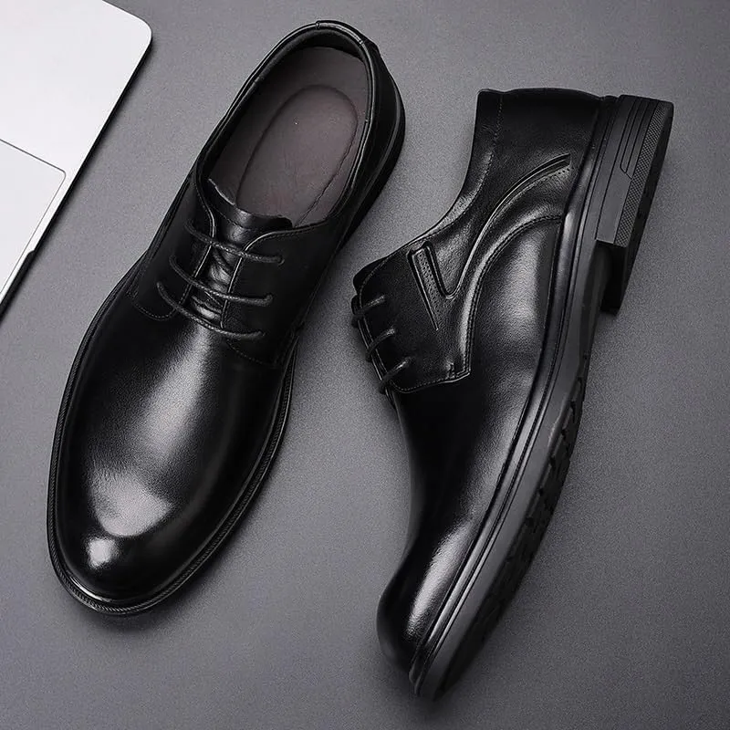 Men's Platform Dress Shoes, Fashion Leather Men Shoes Summer Breathable White Brogue Lace Up Solid Dress Shoes Business Casual Party Wedding Shoes Men