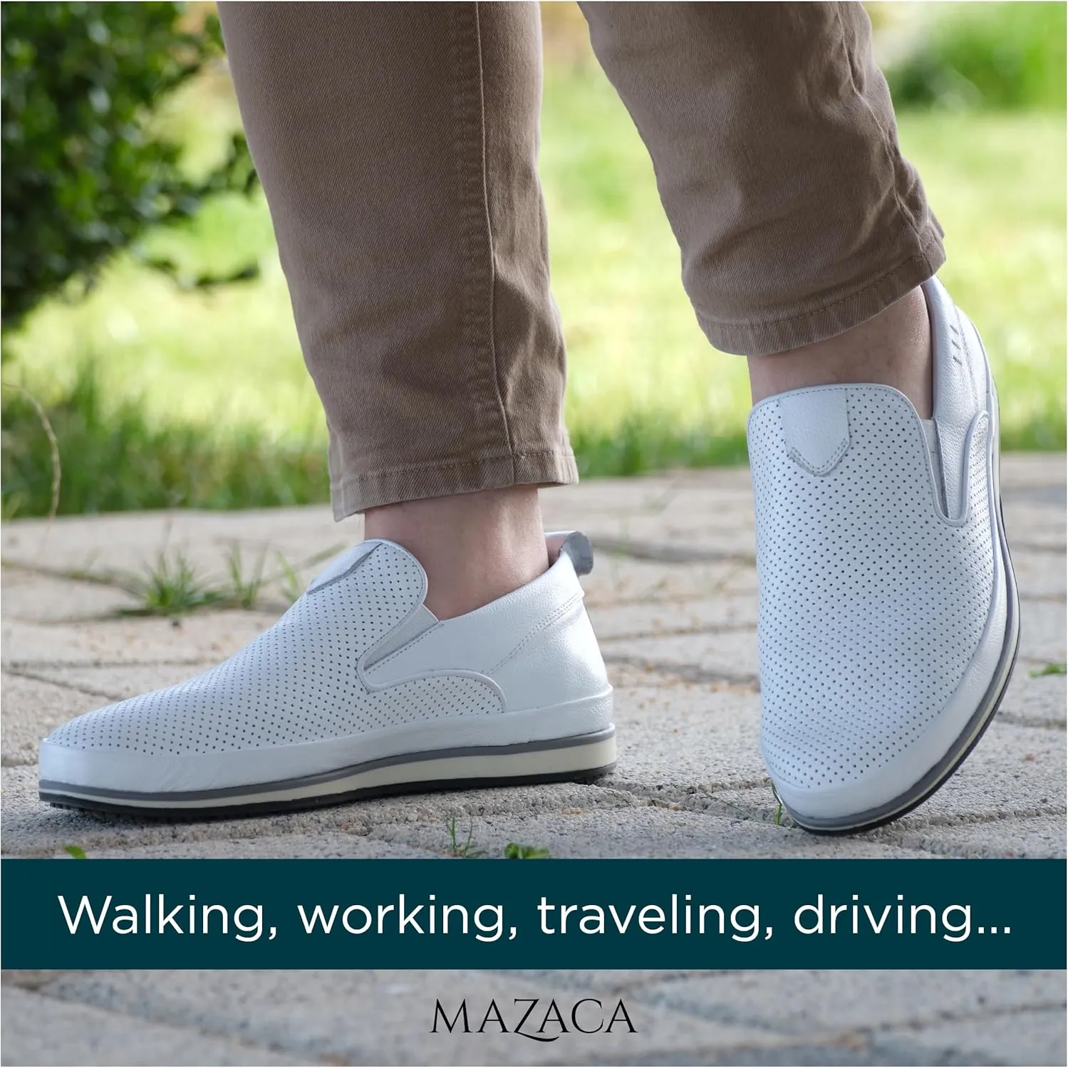 Men's Slip-On Loafers, Classic Fashion Sneakers, Flats Casual Lightweight Comfortable Breathable Mesh Perfed Leather Upper, Lining and Insole, Thermoplastic Sole