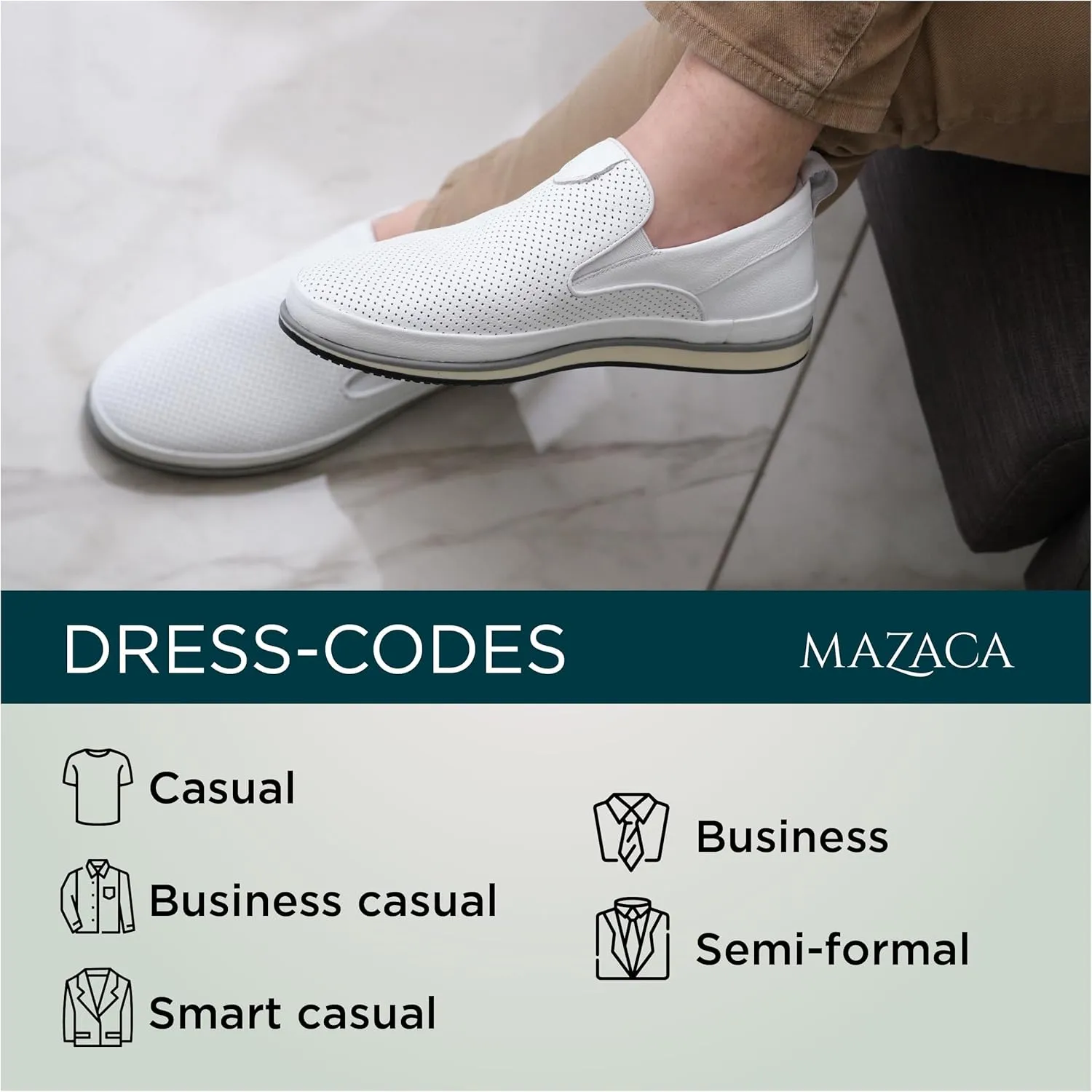 Men's Slip-On Loafers, Classic Fashion Sneakers, Flats Casual Lightweight Comfortable Breathable Mesh Perfed Leather Upper, Lining and Insole, Thermoplastic Sole