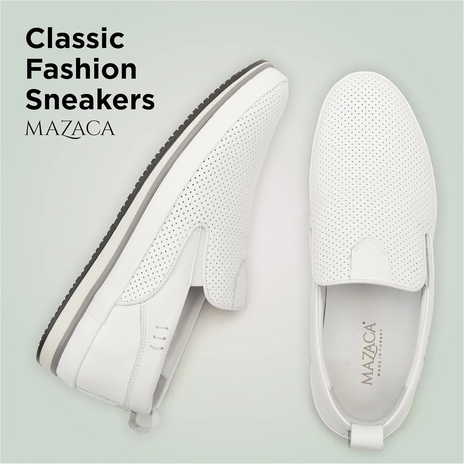 Men's Slip-On Loafers, Classic Fashion Sneakers, Flats Casual Lightweight Comfortable Breathable Mesh Perfed Leather Upper, Lining and Insole, Thermoplastic Sole