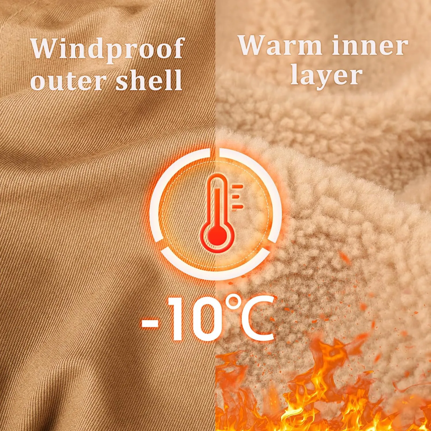 Mens Winter Jacket Thick Thermal Cotton Warm Fleece Lined Sherpa Jacket Trucker Lapel Work Cargo Jackets Coat Outerwear
