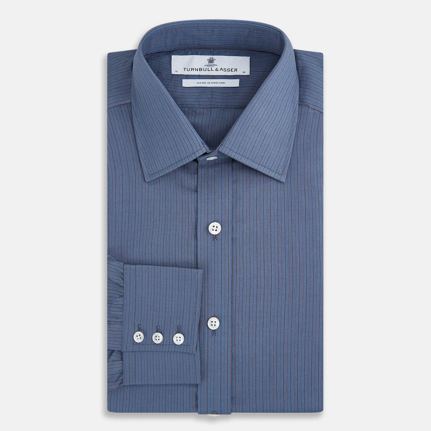 Mid Blue Red Stripe Regular Fit Mayfair Shirt