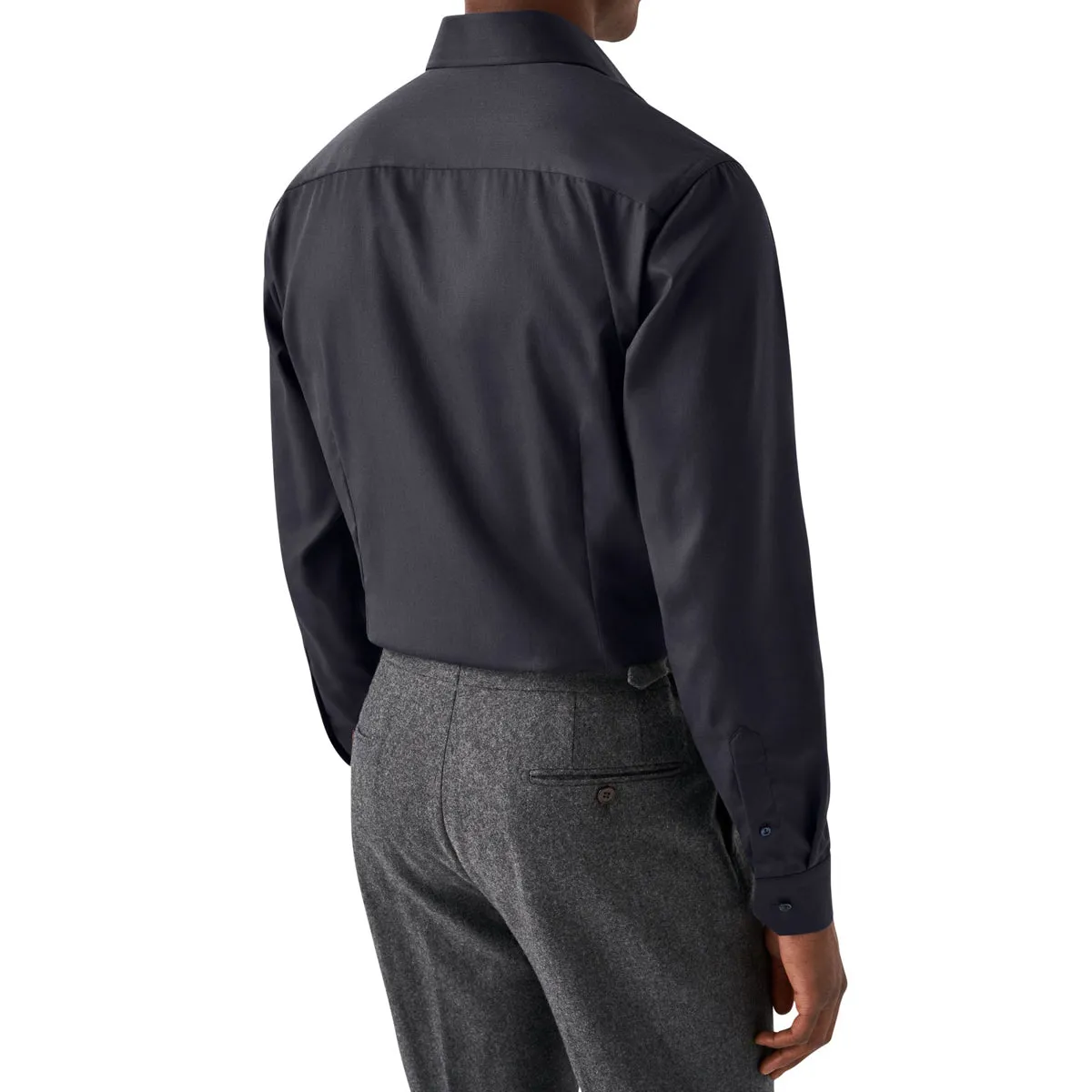 Navy Paisley Trim Signature Twill Slim Fit Shirt