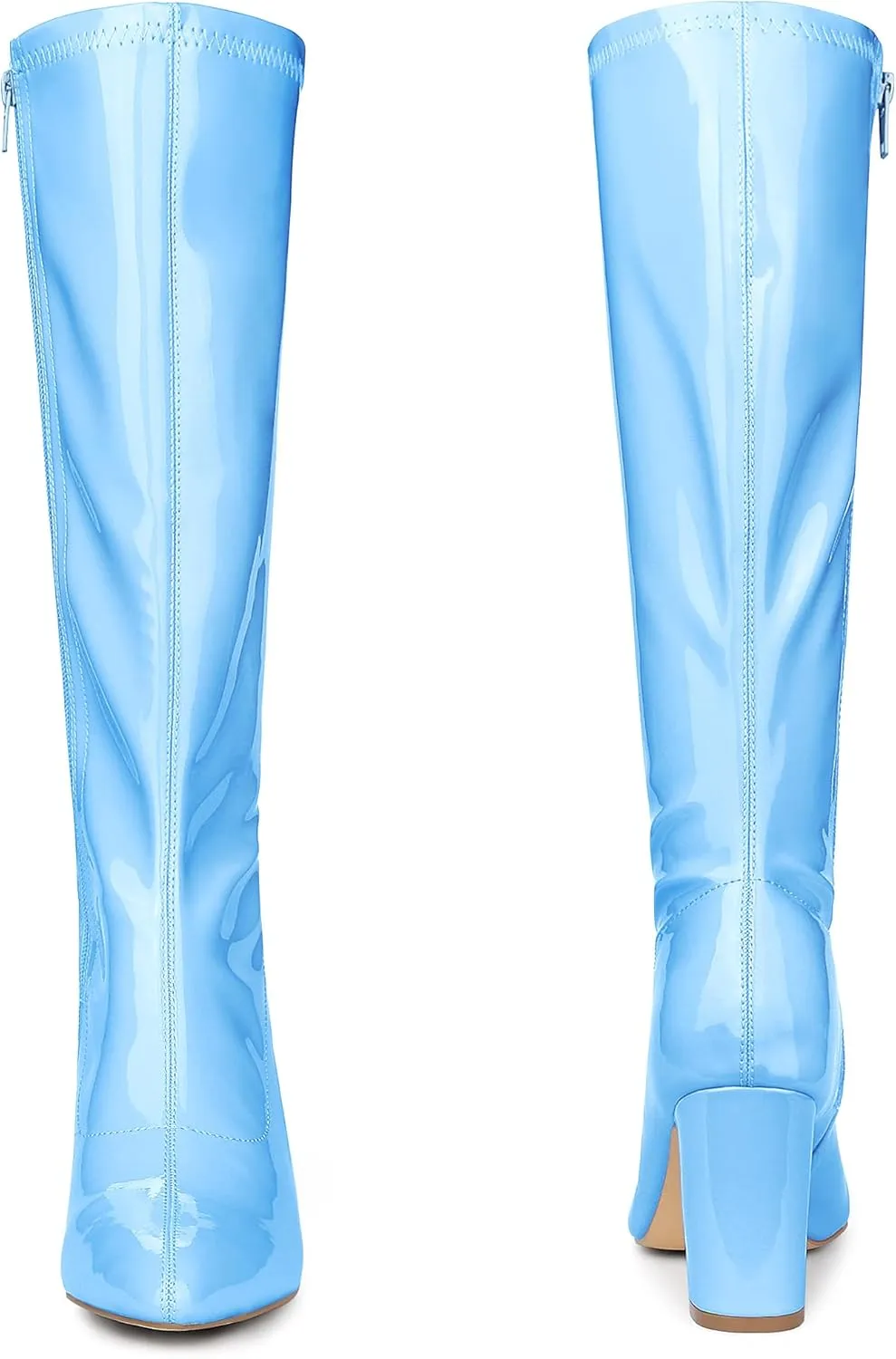 Perphy Go Go Boot Patent Leather Chunky Heels Knee High Boots for Women