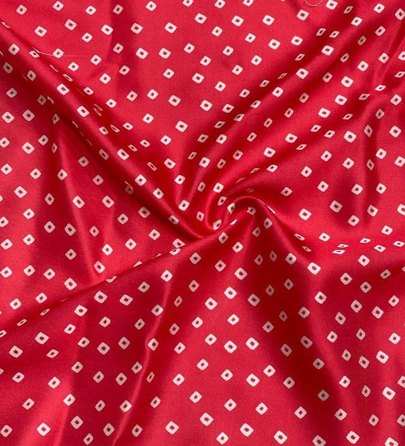 Red Bandhani Modal Satin Fabric with Digital Print