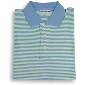 Striped Jersey Polo with Contrast Collar