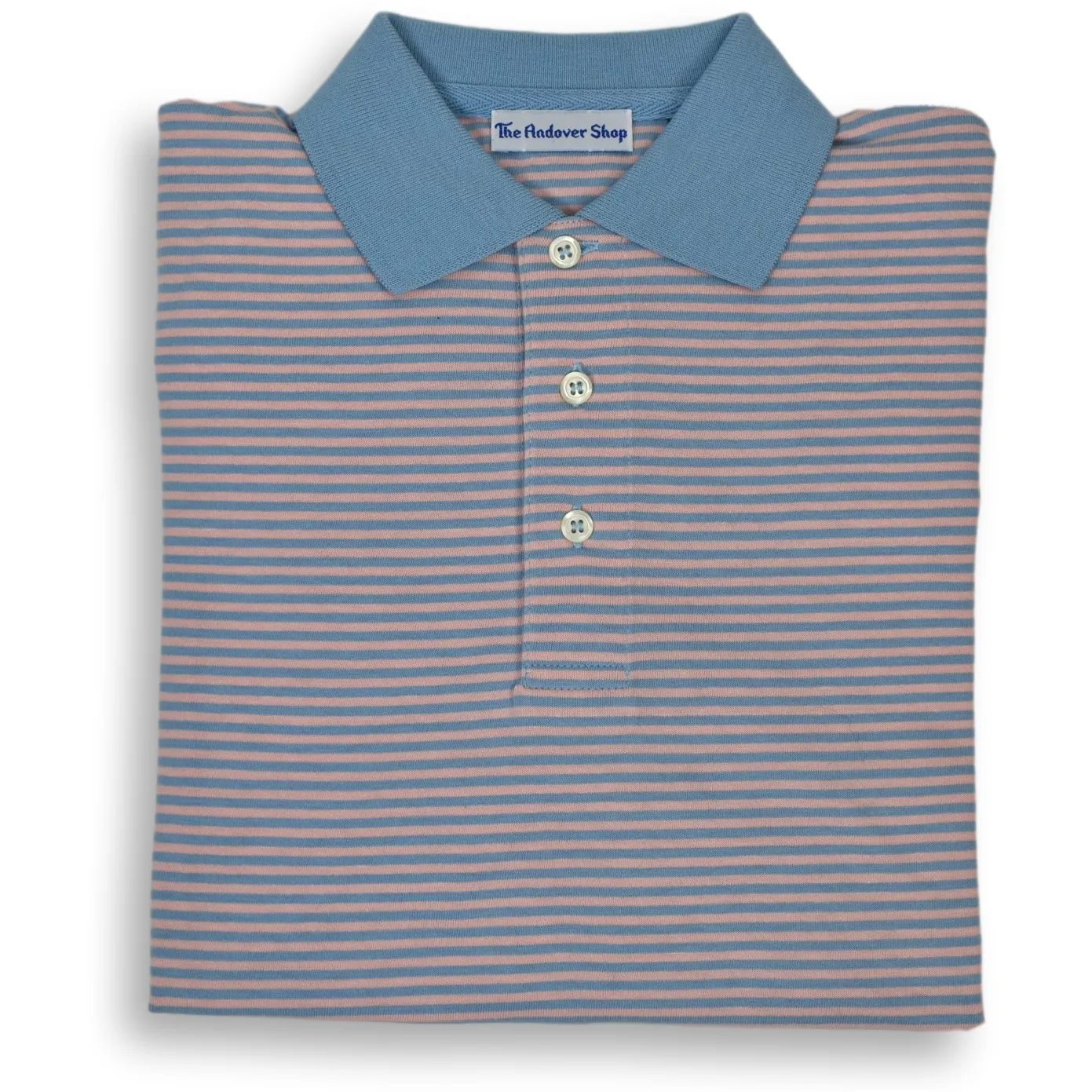 Striped Jersey Polo with Contrast Collar