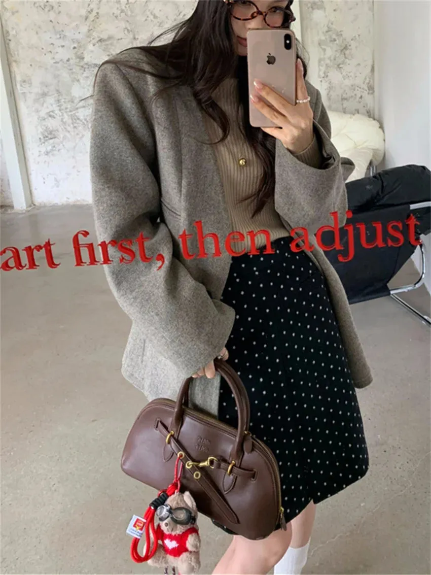 TAVIMART  -  Chic Oversize Women Coats Warm Winter Fashion Loose 2025 Daily Slim Warm Office Lady High Street Casual Blazers