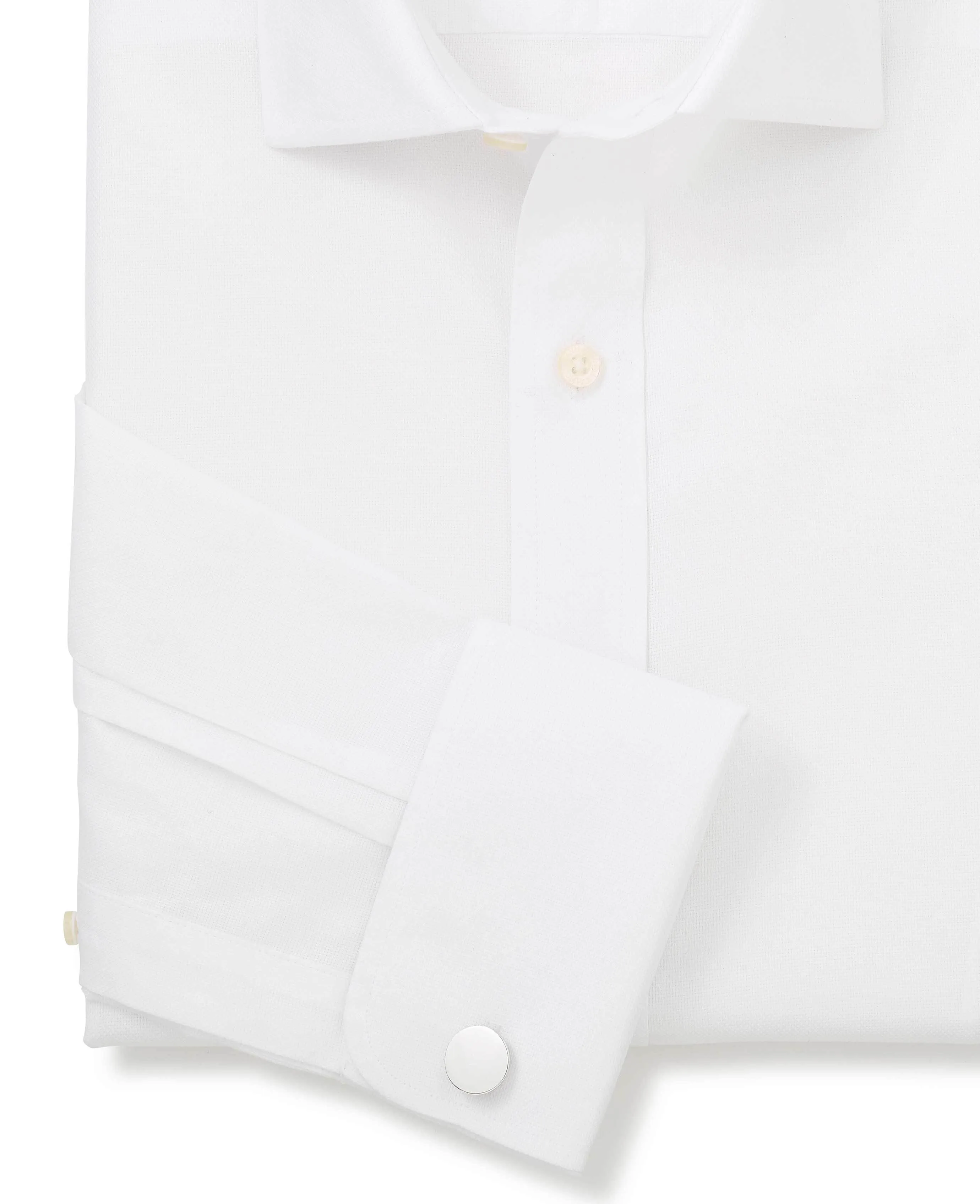 White Cotton Slim Fit Non-Iron Shirt - Double Cuff