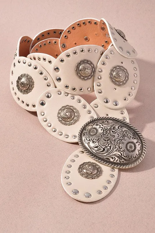 WHITE DISC LINK BOHO BELT