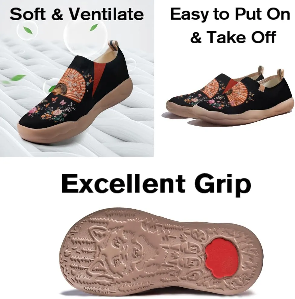 Women's Art Illustration Slip-on Shoes Vibrant Floral Casual Loafers Lightweight Comfortable Travel Footwear
