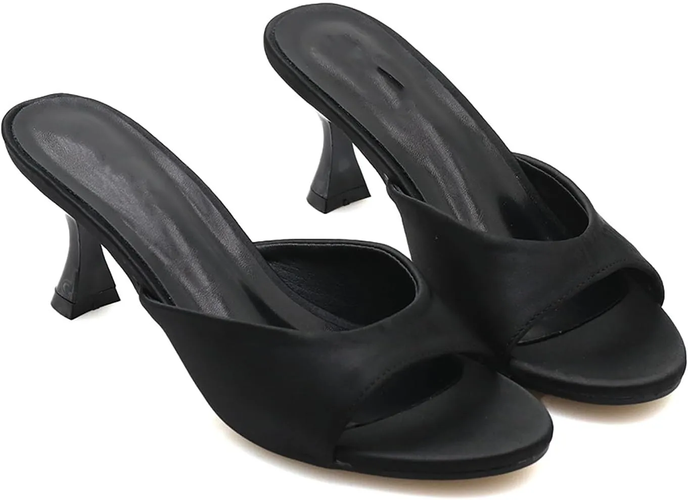 Women's Kitten Heel Open Toe Slip On Slide Sandals,Summer Sexy Low Heeled Slipper Slides Outdoor Daily Party Wedding Dress Shoes Casual Summer Mules Sandals