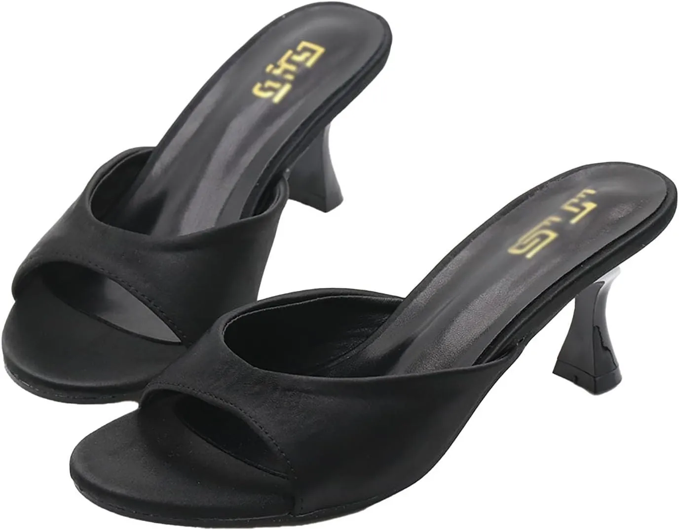 Women's Kitten Heel Open Toe Slip On Slide Sandals,Summer Sexy Low Heeled Slipper Slides Outdoor Daily Party Wedding Dress Shoes Casual Summer Mules Sandals