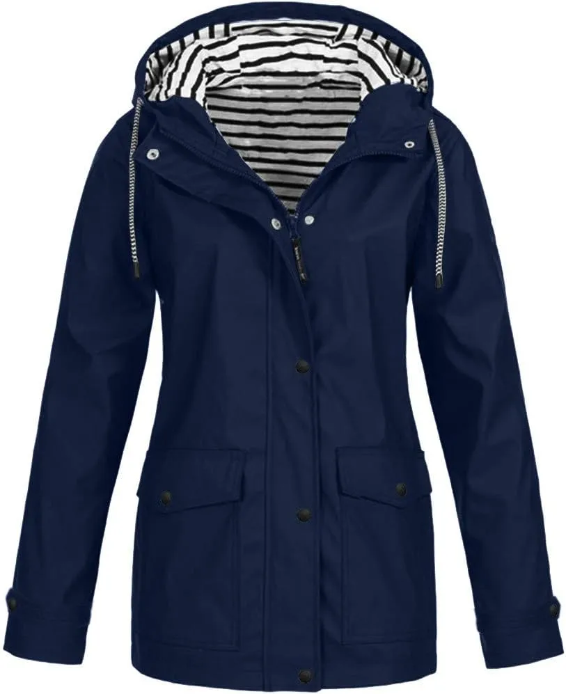 Womens Light Weight Rain Coats Raincoat Dressy Outdoor 2025 Fall Overcoat Windbreaker Jacket with Hood
