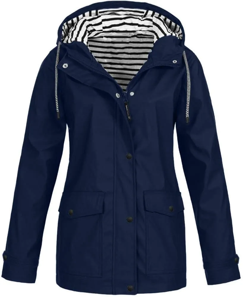 Womens Light Weight Rain Coats Raincoat Dressy Outdoor 2025 Fall Overcoat Windbreaker Jacket with Hood