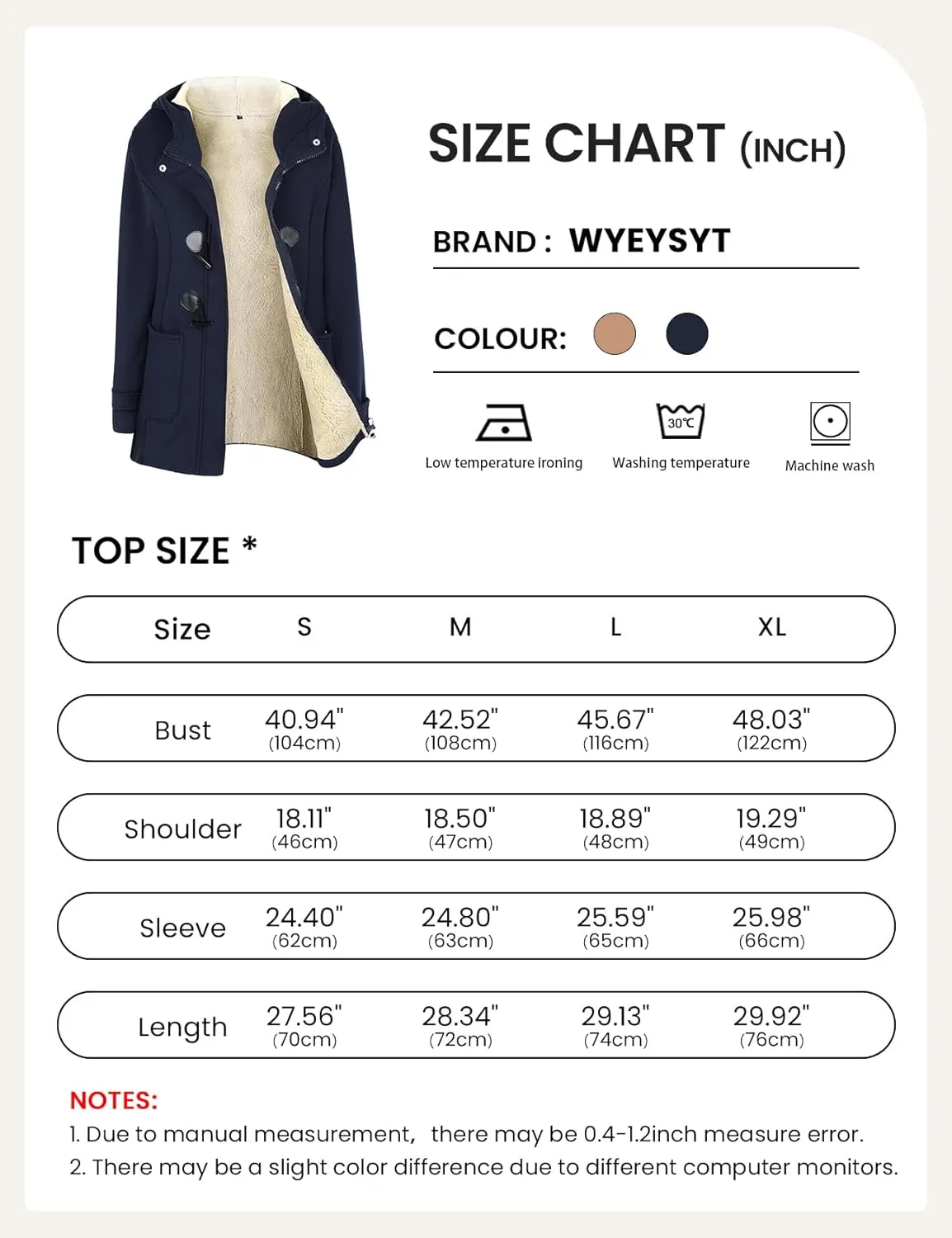 Wyeysyt Winter Jackets for Women Fleece Sherpa Lined Jacket Womens Duffle Toggle Coat Warm Hooded Casual Jacket