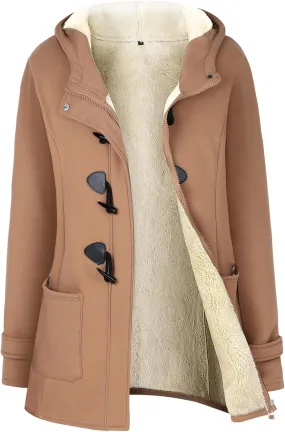 Wyeysyt Winter Jackets for Women Fleece Sherpa Lined Jacket Womens Duffle Toggle Coat Warm Hooded Casual Jacket